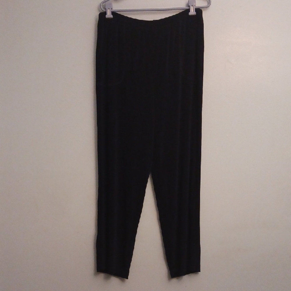 Citiknits QVC size 1X women's dark blue stretch pull-on pants with pockets.